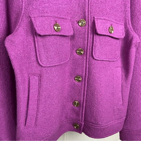 Joie Button Up Boiled Wool Jacket Shacket SMALL Purple Classic Pockets Casual - Picture 3 of 6